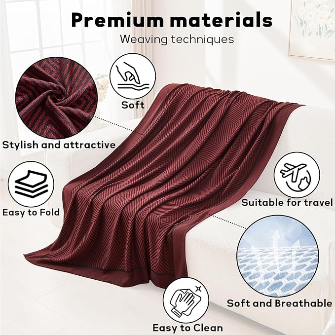 Travel Blanket Airplane - Ultra Soft &amp Lightweight Knit Design Compact Airplane Blanket53x72 InchStylish Travel Shawl Wraps for FlightsOfficeHome UseTravel Essentials &amp Gifts