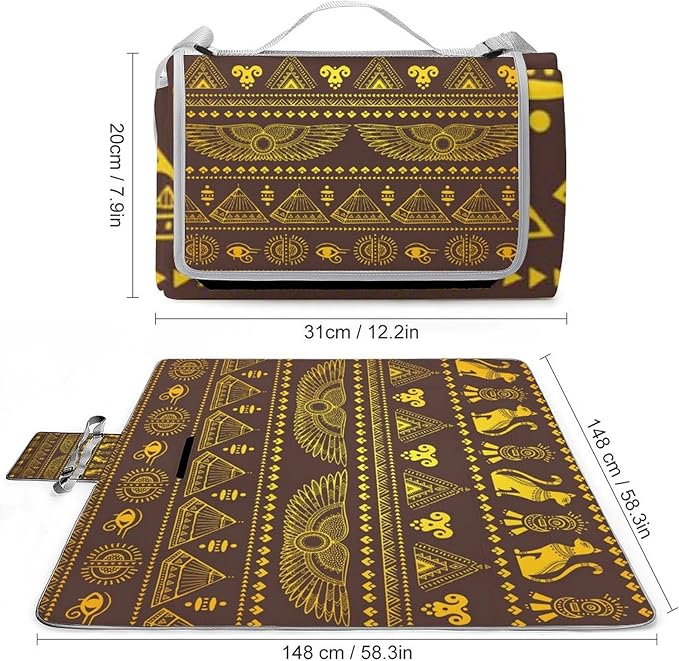 Southwestern Native American Indian Aztec Ethnic Waterproof Outdoor Picnic Blanket Sandproof Beach Mat for Camping Hiking Grass Travelling
