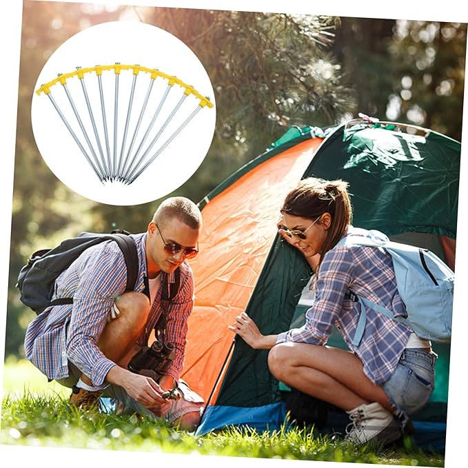 BESPORTBLE 10pcs Outdoor Camping Tent Stakes Heavy Duty Ground Pegs Lengthened Pull Tent Ground Nails for Garden Awnings Beach Canopy with Hook Design