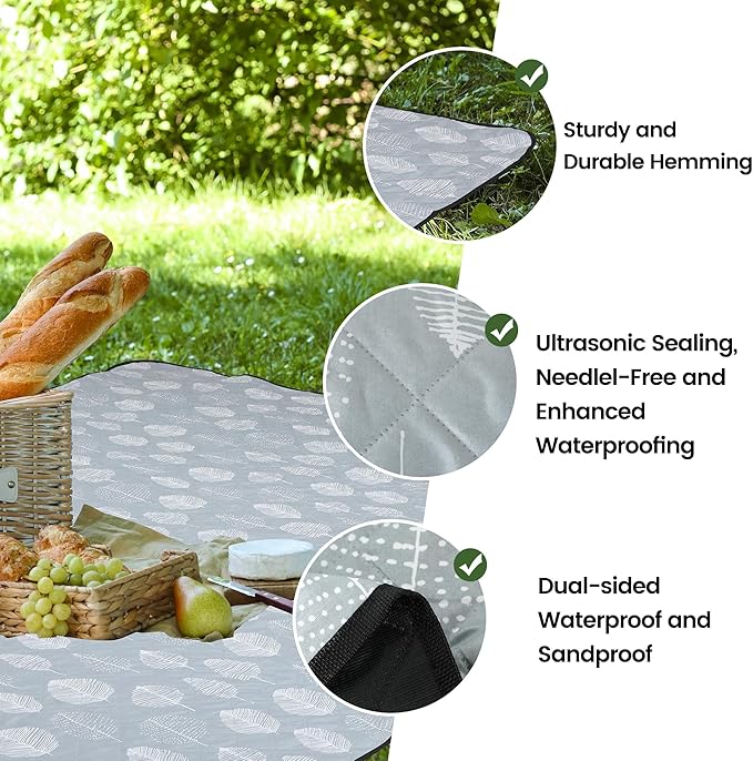 Dimatic Cute Picnic Blankets 78x78 Extra Large Beach Blankets Waterproof Sand Proof Foldable Portable for Outdoor Family Camping