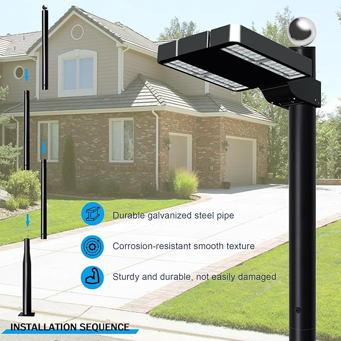 Street Light Pole 13FtStreet Light Poles for Outdoor Lighting Solar Street Light Pole Accessory for Street Patio Backyard Basketball Court Park