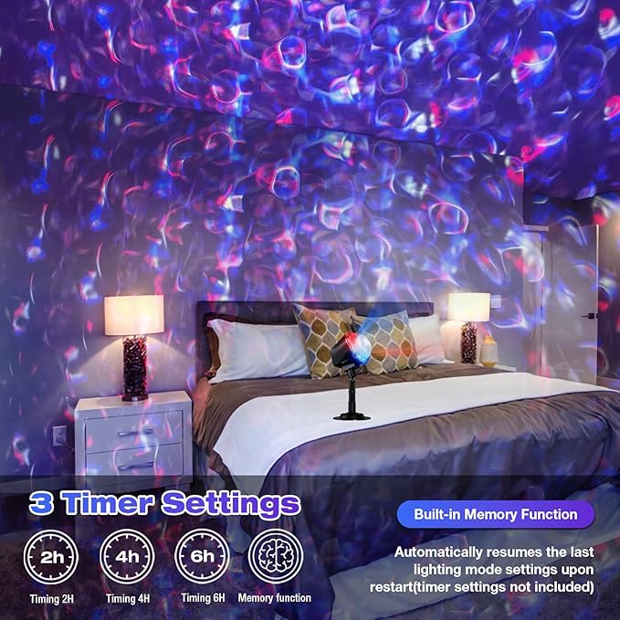 Ocean Wave Projector Light Outdoor 14 Colors Water Wave Effect Ocean Lamp Remote &amp Timer IP65 Weatherproof for Christmas Halloween Yard House Parties Wedding Bedroom Ceiling Decor
