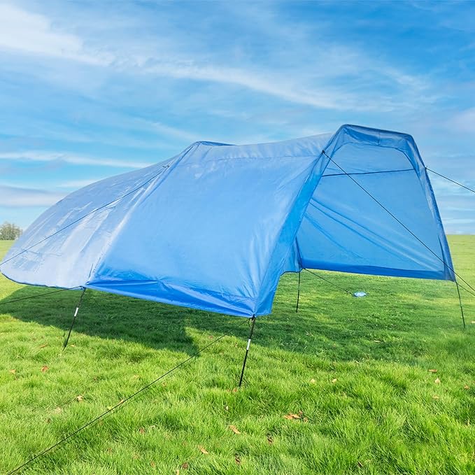 Beach Shade 200 Sq. Ft Beach Canopy for 4-8 People Portable Sun Shelter with UV Protection Lightweight &amp Easy Setup for Family Outdoor Activities (Blue)