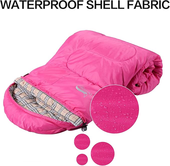 Desert &amp Fox Cotton Flannel Sleeping Bags with Pillow 4 Season Warm &amp Cold Weather Envelope Compression Sack Lightweight &amp Portable Backpacking Sleeping Bag for Outdoor Camping Hiking