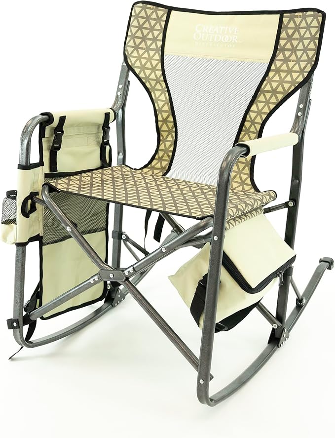 Creative Outdoor Collapsible Folding Rocking Director Chair | Camping Picnic Beach &amp Patio