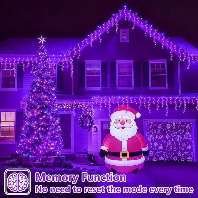 YEGUO 33ft 400 LED Purple Icicle Christmas Lights Outdoor Waterproof 80 Drops Icicle Light Connectable 8 Modes Christmas Lights Indoor with Memory Timer