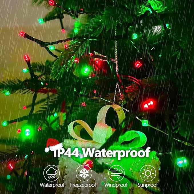 OZS Connectable Red and Green Christmas String Lights 2Pack Total 164FT 400LED Christmas Lights for Outdoor Indoor Plug in Tree Lights with 8 Modes String Lights for Christmas Decorations Holiday