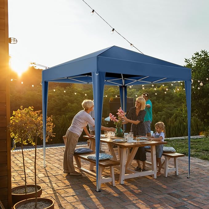 2 x 2m Two Doors &amp Two Windows Practical Waterproof Right-Angle Folding Tent Blue
