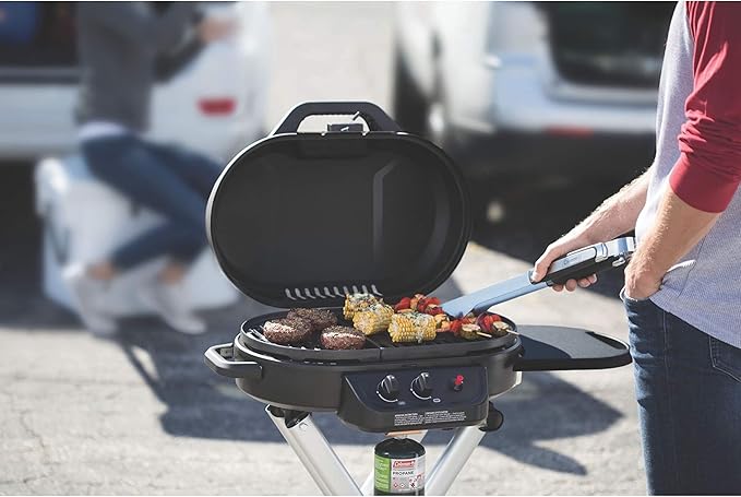 Coleman RoadTrip 225 Portable Propane Grill 2-Burner Gas Grill with Matchless Ignition &amp Adjustable Temperature Control 11000 BTUs of Power for Grilling Tailgating Camping BBQ &amp More