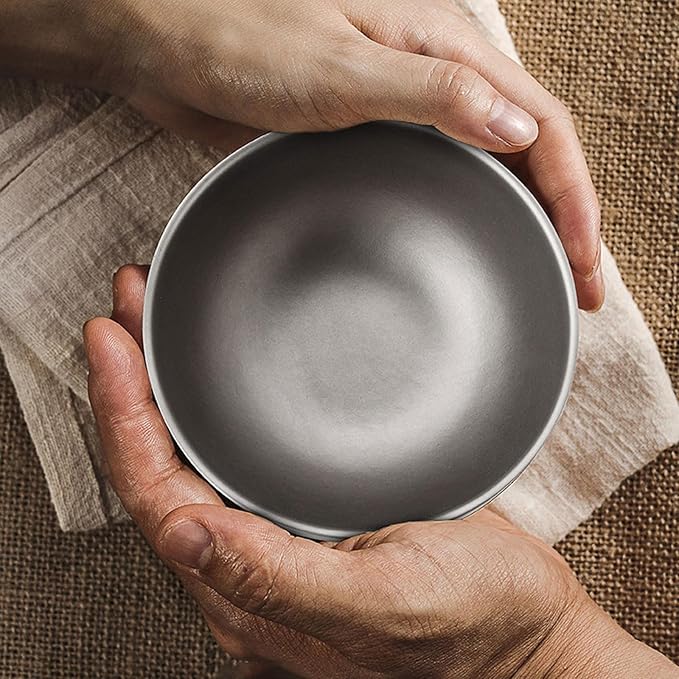 380ml Titanium Camping Bowl Lightweight Double-Wall Non-Insulated Bowl for Hiking Backpacking Travel Easy Clean Ideal for Soup Oatmeal RT062T (Silver)
