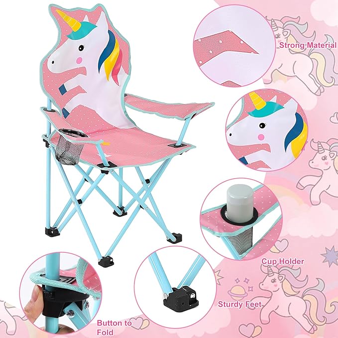 KABOER Kids Outdoor Folding Lawn and Camping Chair with Cup Holder and Carrying Bag Children's Camping Chairs
