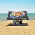 ALAZA Rainbow Rose Flower Watercolor Beach Tent Sun Shelter UPF50+ Protection Beach Shade Canopy w/ 4 Sandbags for Outdoor Camping Fishing Backyard Fun Picnic 10x9 ft