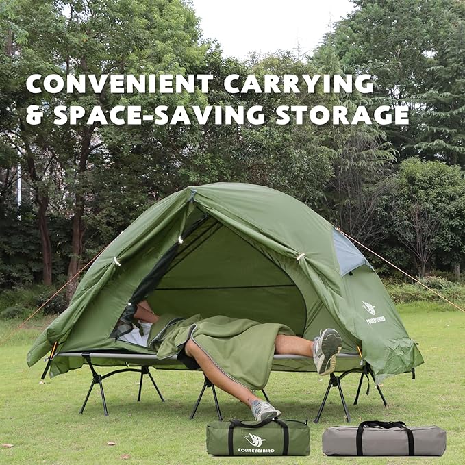 4-in-1 Camping Cot Tent Foldable Elevated Tent Set for 1 Person to Use Elevated Camping Bed Tent for Outdoor Hiking Camping