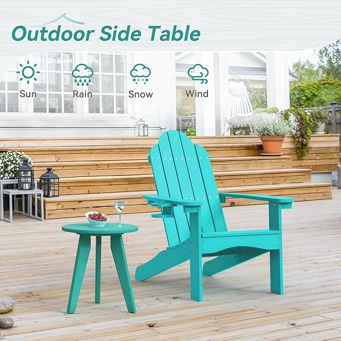 HDPS Outdoor Side Table Small Round Side Table Weather-Resistant Outdoor Side Tables for Patio Porch Deck End Table for Plant Stand Living Room Bedroom Turquoise