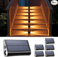 6 Pack Solar Powered Step Lights Outdoor Waterproof LED for Deck Stair Safety Outside Decorative Lamp for Yard Patio Porch Railing Pathway Fence 2 Sided Warm White Lighting for Enhanced Security