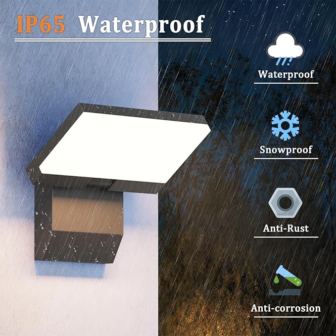 4-Pack Modern Outdoor Wall Light 180° Adjustable Head 24W 3000K Porch &amp Patio Hardwired Exterior Sconces Light IP65 Waterproof for House Garage Front Door