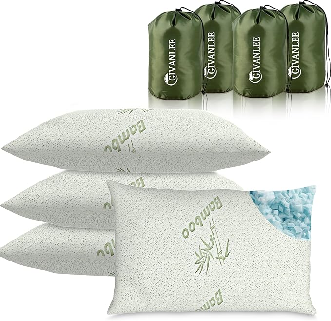 4 Pack Camping Pillow for SleepingShredded Memory Foam Travel Pillow Compact &amp Packable with Storage BagSoft CoverSmall Pillow for Backpacking Hiking Gear &amp Accessories