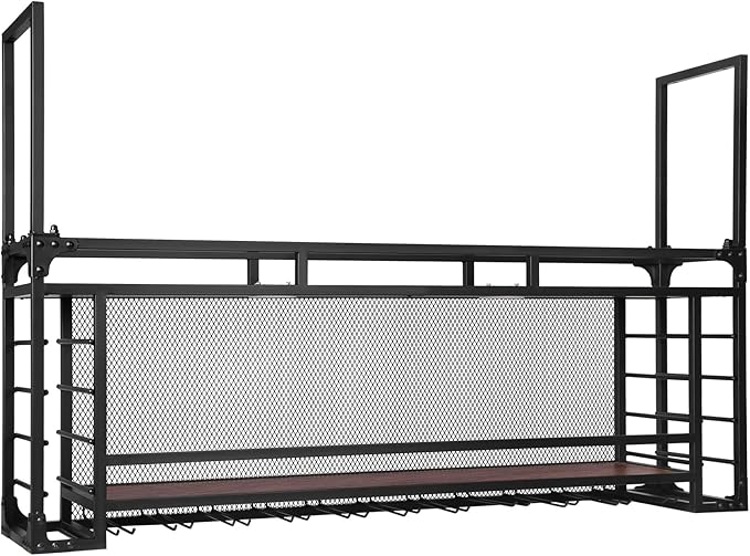 Wall Mounted 2 -Tiers Bottle Display Rack Hanging Shelf Simple Type with Large Bottles Display Shelf for Bar Restaurant Indoor