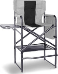 30 Tall Directors Chair with Side Table 400LBS Bar Height Folding Camping Chair for Makeup Artists Outdoor Events Portable Foldable Chair with Cup Holder &amp footrest - Gray/Black