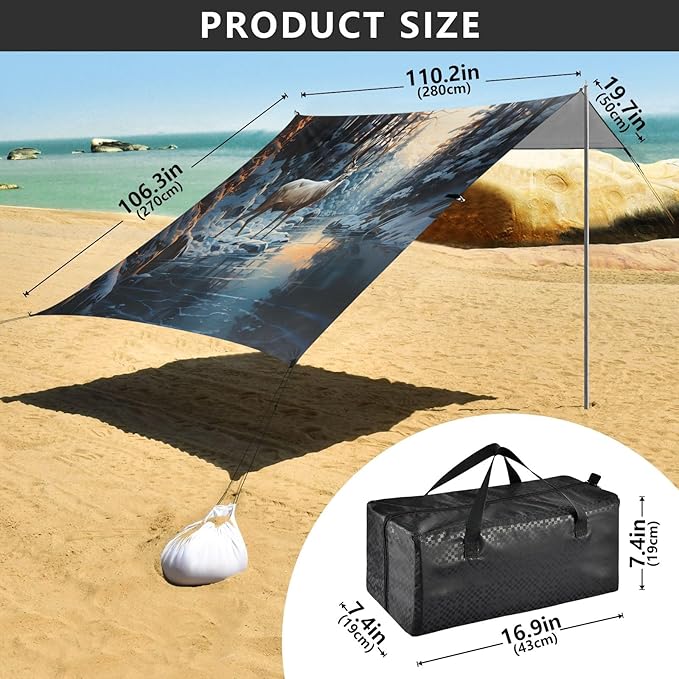 Camping Sun Shelters Elk by The River in The Forest Beach Canopy 126 * 110.2in