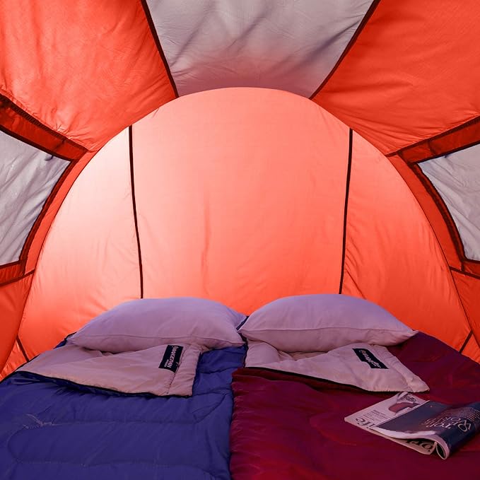 Pop-up Tent 2 Person Water Resistant Barrel Style Tent for Camping with Rain Fly and Carry Bag Sunchaser 2-Person Tent by Wakeman Outdoors (Red)