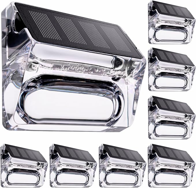 Solar Outdoor Lights 8 Pack Solar Fence Deck Lights Waterproof Powered Outside Lighting for Step Railing Wall Pool Stair Yard Garden Patio Decorations