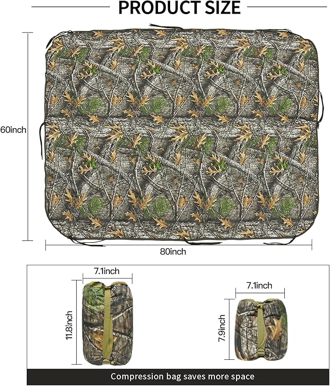LOOGU Camo Blanket Waterproof Insulation Poncho Liner for Outdoor Camping Hiking Hunting Survival Backpacking Picnicking