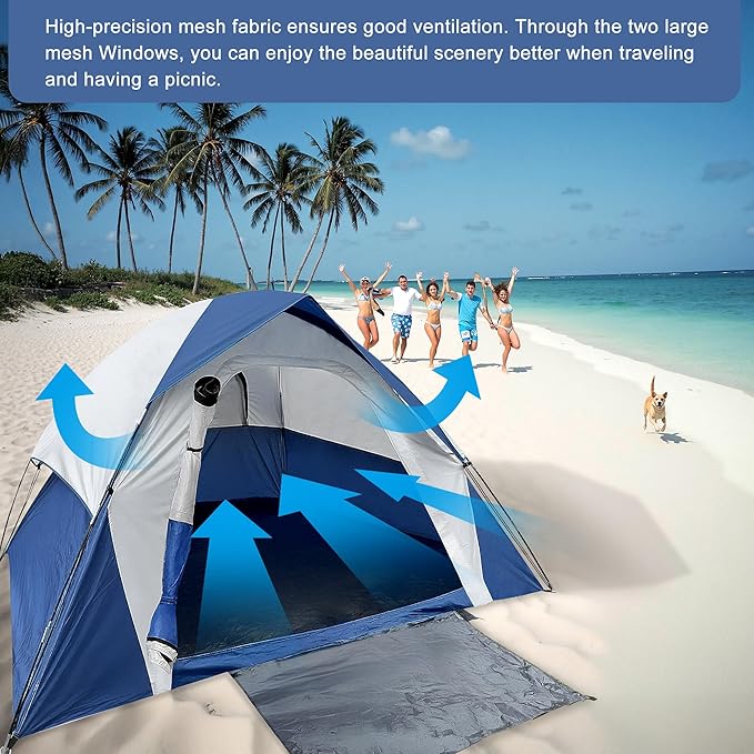 XL Tent 6 Person Dome Camping Tent Double Layer Waterproof Removable Rain Fly for Outdoor Hiking Fishing (6 People Blue)