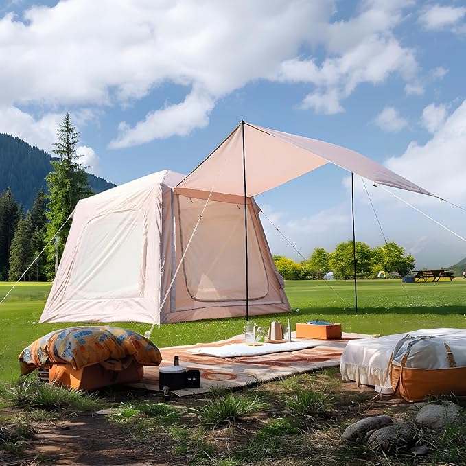 ABORON 2/6/8/10/12 Person Inflatable Camping Tent Easy Setup Blow Up Tent with Hand Pump PU3000mm Waterproof &amp Breathable 4 Season Glamping Tent for Outdoor Camping