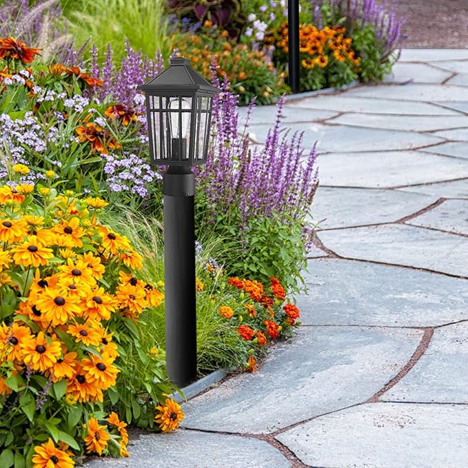 Darkaway Outdoor Post Lights Lamp Post Light Fixture Waterproof Aluminum Housing with Glass Fence Post Deck Lighting for Garden Patio Pathway (1 Pack Black)
