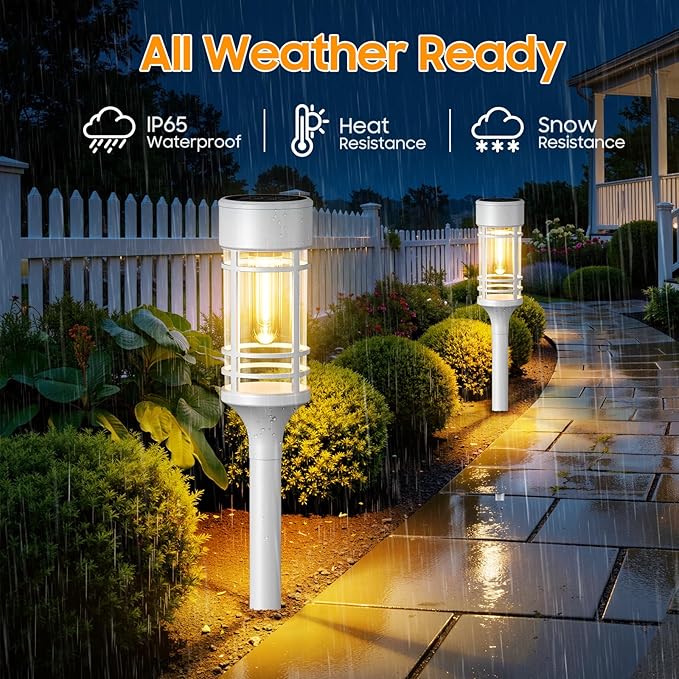 LETMY 12 Pack Solar Pathway Lights Outdoor Bright Solar Lights Outdoor Waterproof IP65 Solar Garden Lights Outdoor for Yard Walkway Driveway Landscape Garden Decor （White）