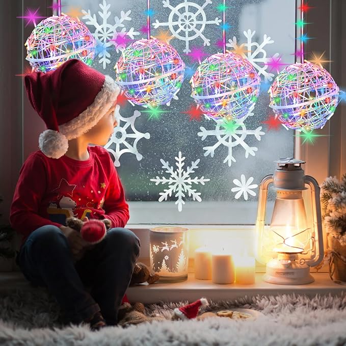 Outdoor Christmas Balls Lights Tree Lights Waterproof 4 Pack 7.87 LED Hanging Globe Sphere Lights with 8 Lighting Modes Memory Timer Plug for Party Wedding Xmas Porch Patio Garden Yard Decorations