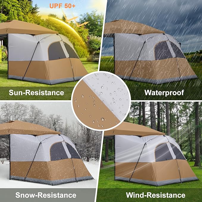 KAMPKEEPER Canopy Side Tent4-6 Person Camping Cube Tent for 10x10 Pop Up CanopiesEasy Up Gazebo with WindowCompatible with 10' Wide Canopy Tents
