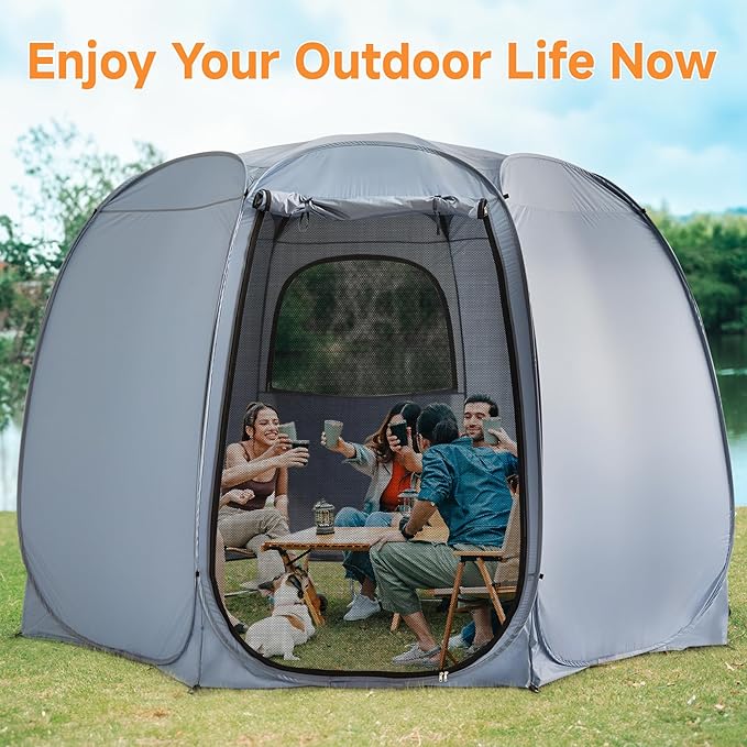 Alvantor Pop Up Screen Tent House Room Instant Outdoor Camping Canopy Sun Shelter Gazebo for Patio Backyard &amp Deck Privacy Tent(2-10 People 8'x8' 10'x10' 12'x12')