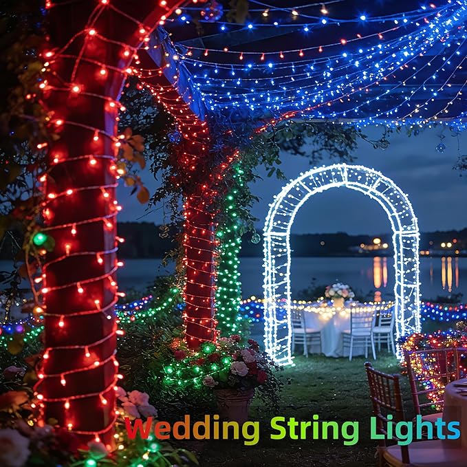 1500 LED Christmas Lights Outdoor with 12 Modes 470FT Green Wire Christmas String Fairy Lights with Timer &amp Dimmable Waterproof Twinkle Tree Lights for House Ocean Party Wedding Xmas Decor Blue