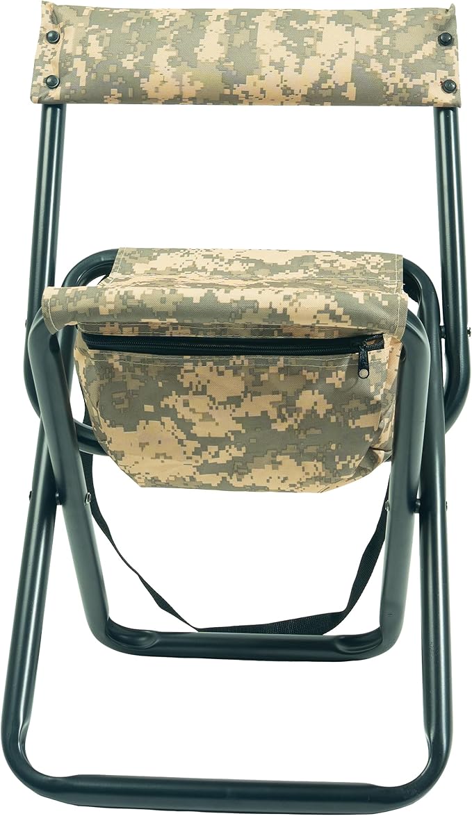 Rothco Deluxe Folding Stool with Back &amp Pouch - Portable Seating for Outdoor Adventures