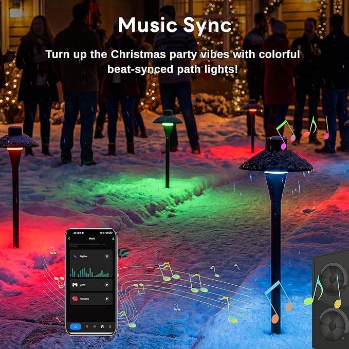 Smart Path Lights RGBCW 12V Color Changing Landscape Pathlight with App LED Low Voltage Pathway Lights Waterproof IP65 Wired ORB Aluminum Decorative for Outside House Halloween (12 Pack)