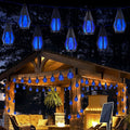 Solar String Lights for Outside 21Ft Solar Patio Lights with 10 Flickering Flame Light Bulbs Waterproof Blue Solar Powered Outdoor Lights for Garden Yard Patio Gazebo Bistro Cafe Porch Party Decor