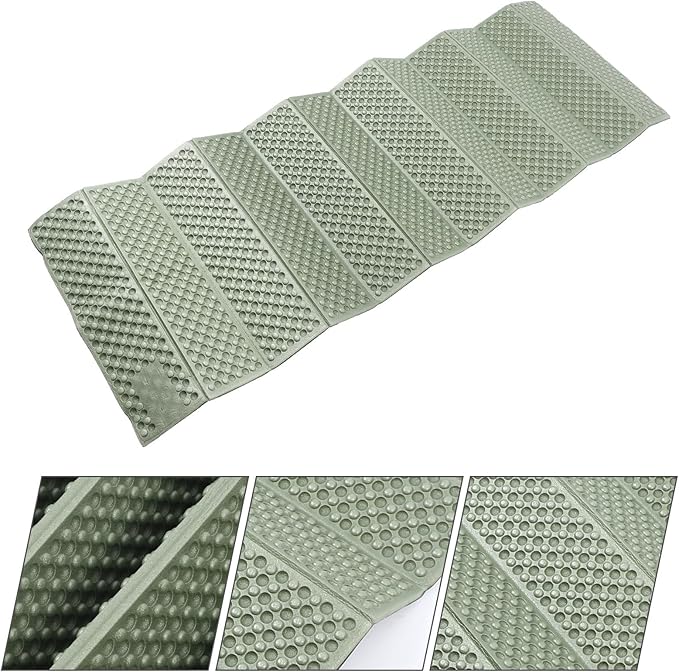 Camping Sleeping Pad Folding Outdoor Waterproof Foam Mat Green Aluminum Film Thickened Moisture-Proof Cushion for Hiking Picnic Camping