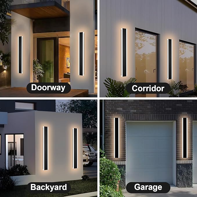 2-Pack 40-Inch Outdoor LED Wall Light Fixtures IP65 Waterproof Exterior Wall Sconce Lighting with Build-in Integrated LED &amp 5 Color Dimmable (3000K/3500K/4500K/5000K/6000K)