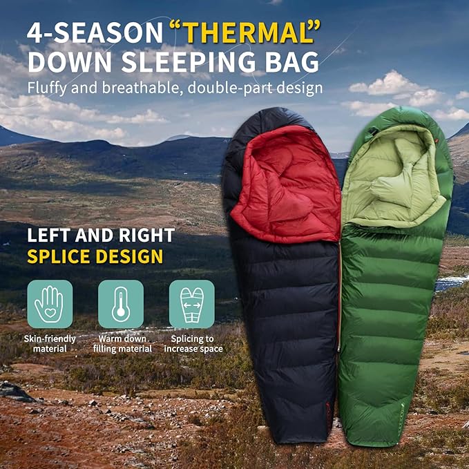 Down Backpacking Sleeping Bag 620FP Lightweight Sleeping Bag for Adult Backpacking Hiking Camping. with Compression Bag.