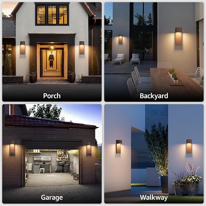 2 Pack 13 Modern Outdoor Led Wall Light16W 3000K 1200Lumen Porch &amp Patio Hardwired Wall Mount Wall SconcesExterior IP65 Waterproof Aluminum Wall Lamp for Front Door Garage Garden(Rust)