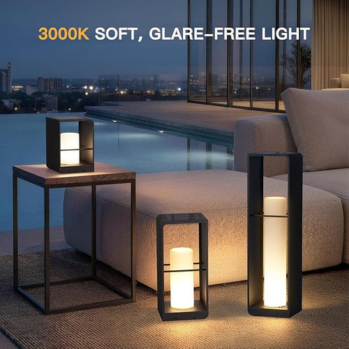 17 Tall Solar Floor Lamp 3000K LED Solar Lanterns Outdoor Waterproof Modern Outdoor Lights for Patio Large Pathway Lights Solar Powered Dusk to Dawn Floor Lamps for Yard Pathway Garden Porch