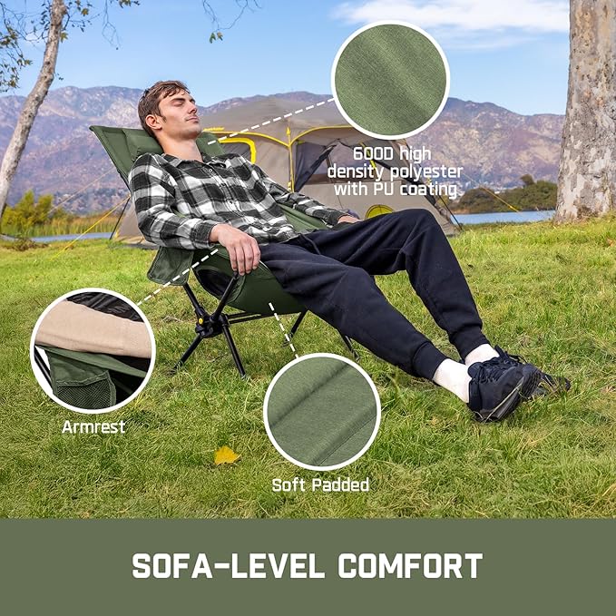 FanttikOutdoor Zeta L8 Max Camping Chair Portable &amp Lightweight Multi-Angle Adjustable Supports up to 250 lbs Comfort-Driven Design High Strength Camping Chair for Travel Hiking Fishing Gr