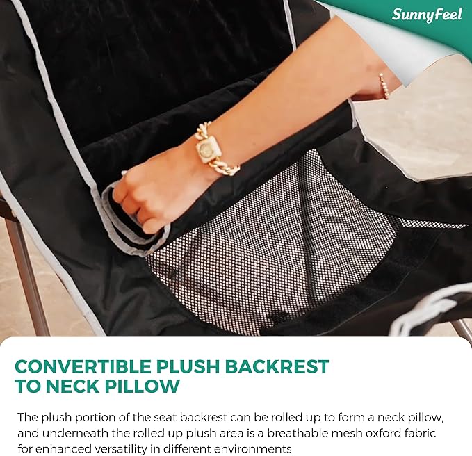 SUNNYFEEL Oversized Camping Folding Chair for Outdoor Camp with Cup Holders &amp Carry Bag Versatile Indoor-Outdoor Comfy Butterfly Chair for Adults Beach Picnic Hiking Living Room