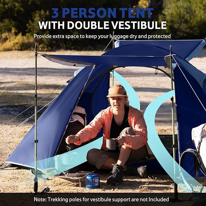 Naturehike Bleik-B 2 Person 3 Person Tent Lightweight Backpacking Tents for Camping Double Layer Waterproof Camping Tent