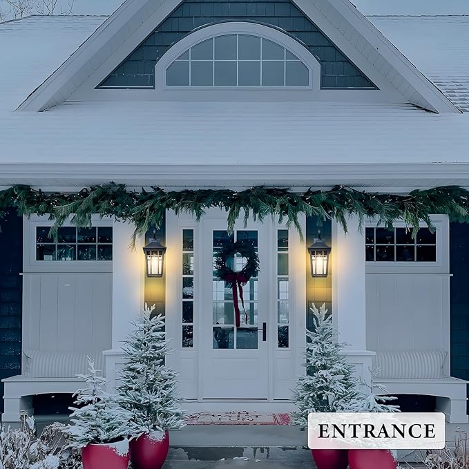 Darkaway Large Outdoor Wall Lights for House 18inch Exterior Lighting Fixtures Wall Mount Outdoor Porch Lights Waterproof Black Outdoor Sconce Lights with Seeded Glass for Patio Hallway Garage