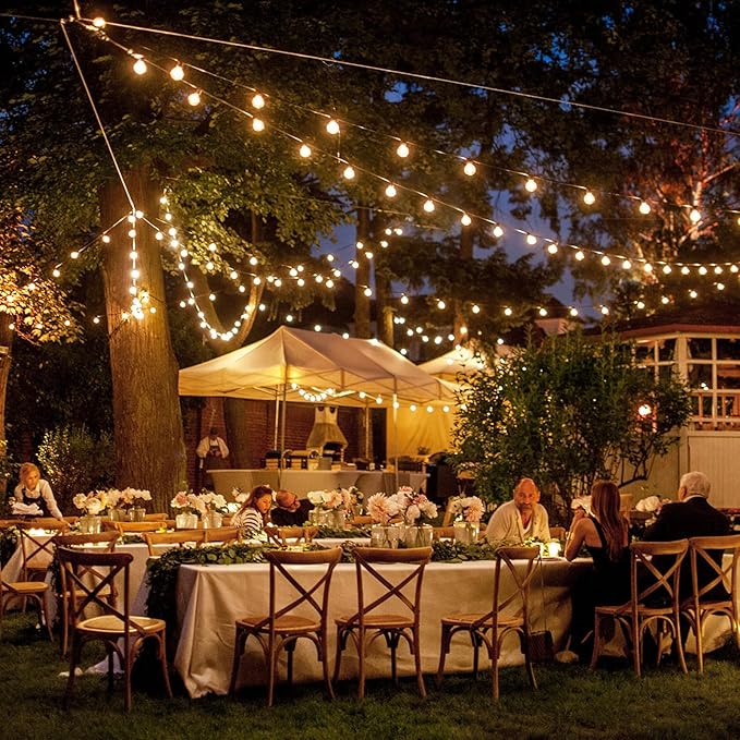 Outdoor String Lights 50FT Patio Lights Outdoor Waterproof with 27 Shatterproof G40 Globe Bulb(2 Spare) Connectable Dimmable LED String Lights for Outside Backyard Porch Balcony Party 2700K