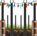 LAND·VOI 4 Pack String Light Poles 9FT Heavy Duty Metal Light Poles for Outside String Lights Outdoor light poles with 5 Prong Fork Light Pole Stand for Patio Backyard Garden Deck Black FLP14B