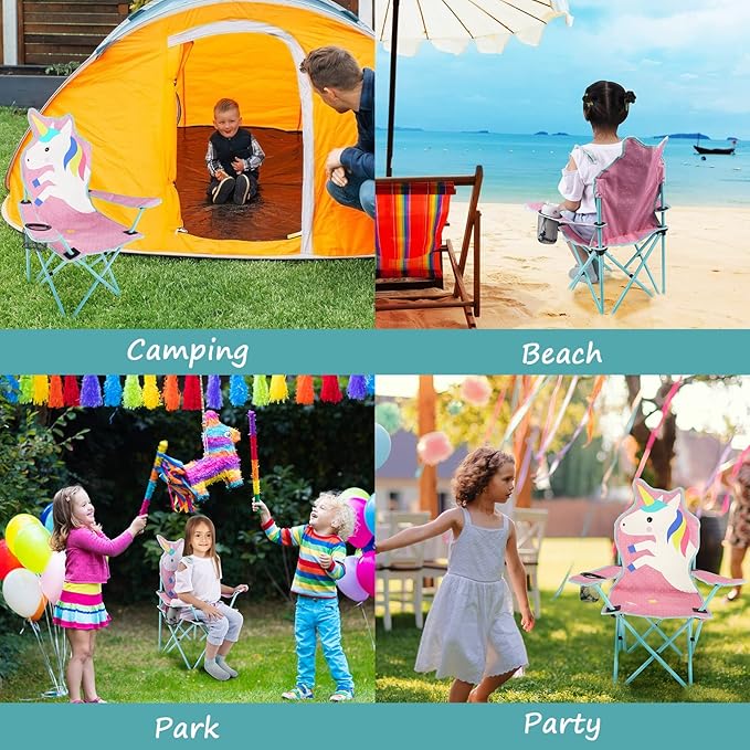 KABOER Kids Outdoor Folding Lawn and Camping Chair with Cup Holder and Carrying Bag Children's Camping Chairs
